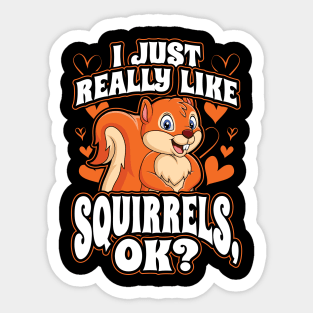 I Just Really Like Squirrels OK Funny Animal Nature Lover Sticker